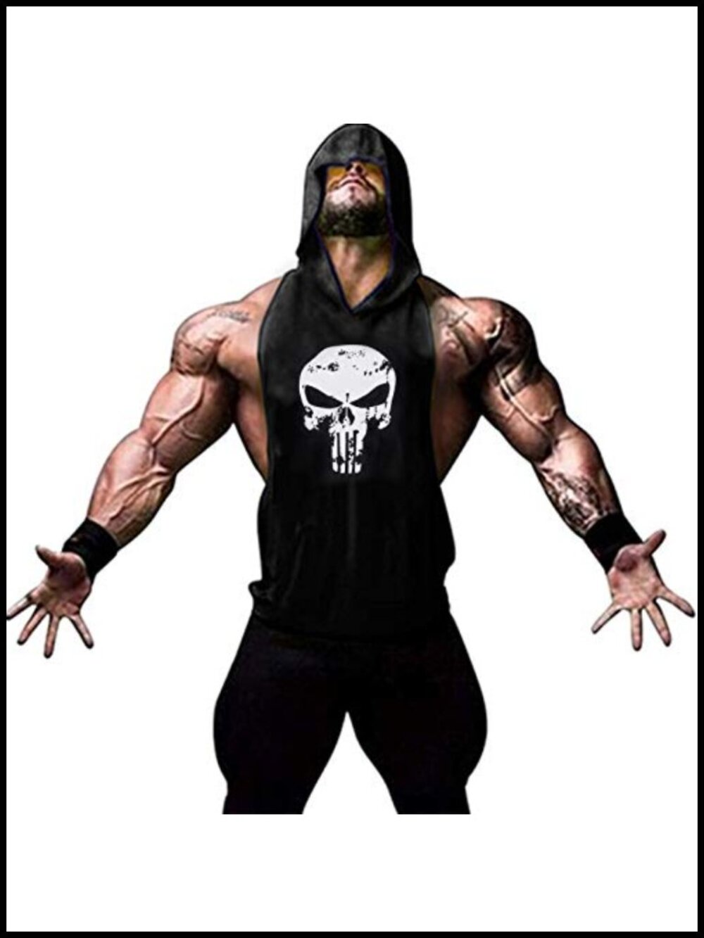 Men's Workout Hooded Tank Top Bodybuilding Muscle Shirt Sleeveless Gym Hoodie